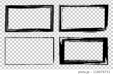 Brush black square Japanese style grunge frame set 118078731