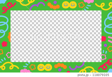 Colourful doodles, rectangle frame for back to school, background, wallpaper, backdrop, polaroid image, card print, brochure, paper, book cover, name tags, sticky note, ad template, social media post 118079105