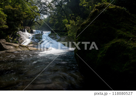 冬の菊池渓谷の水の流れが美しい渓谷美風景 118080527