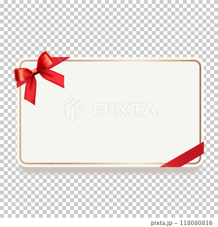 Illustration of a card with a red ribbon 118080816