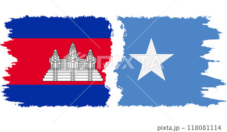 Somalia and Cambodia grunge flags connection vector Somalia and Cambodia grunge flags connection vector 118081114