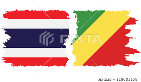 Congo-Brazzaville and Thailand grunge flags connection vector 118081159