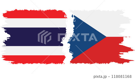 Czech and Thailand grunge flags connection vector Czech and Thailand grunge flags connection vector 118081168