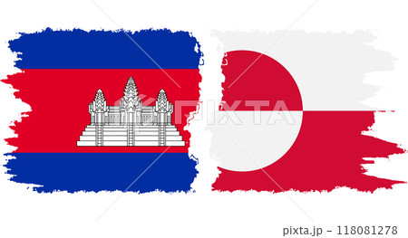 Greenland and Cambodia grunge flags connection vector Greenland and Cambodia grunge flags connection vector 118081278