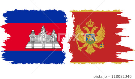 Montenegro and Cambodia grunge flags connection vector 118081340