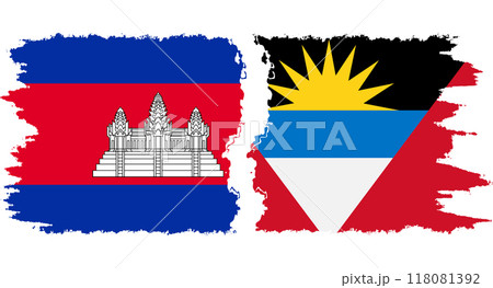 Antigua and Barbuda and Cambodia grunge flags connection vector Antigua and Barbuda and Cambodia grunge flags connection vector 118081392