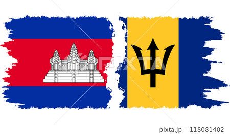 Barbados and Cambodia grunge flags connection vector Barbados and Cambodia grunge flags connection vector 118081402