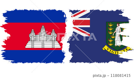 British Virgin Islands and Cambodia grunge flags connection vector 118081415