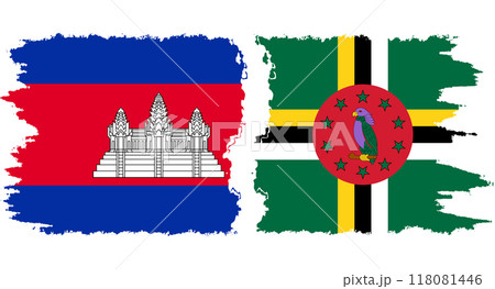 Dominica and Cambodia grunge flags connection vector 118081446