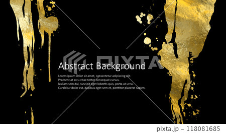 Gold foil abstract grunge banner. Texture, gold foil effect background vector illustration. 118081685