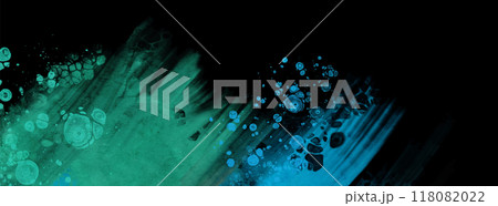 Modern blue flow background on black. Liquid shape in color banner. 118082022