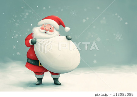雪の中でプレゼントを持っているサンタクロースのイラスト 雪の中でプレゼントを持っているサンタクロースのイラスト 118083089