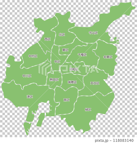 Dividable Nagoya City Map with Ward Names 118083140