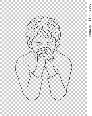 一個人雙手合十祈禱的插圖 一個人雙手合十祈禱的插圖 118083395