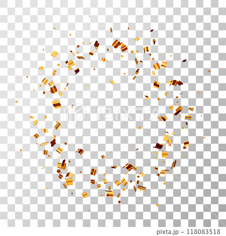 3D party gold confetti on transparent background. 118083518