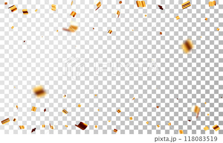 3D party gold confetti on transparent background. 3D party gold confetti on transparent background. 118083519