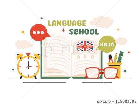Language School Vector Illustration of Online Learning, Courses, Training Programs, and Studying Foreign Languages Abroad in a Flat Style Background Language School Vector Illustration of Online Learning, Courses, Training Programs, and Studying Foreign Languages Abroad in a Flat Style Background 118083598