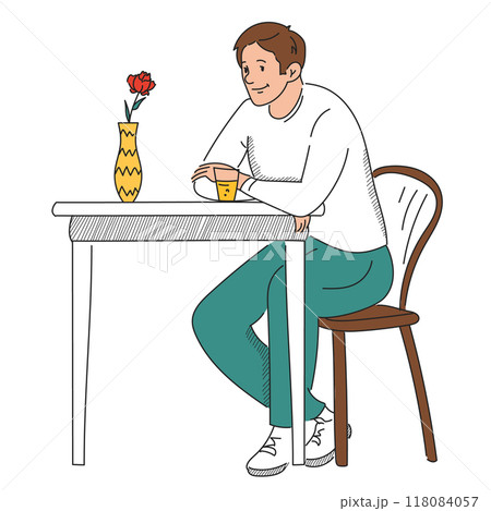Man sitting in cafe at the table vector isolated 118084057