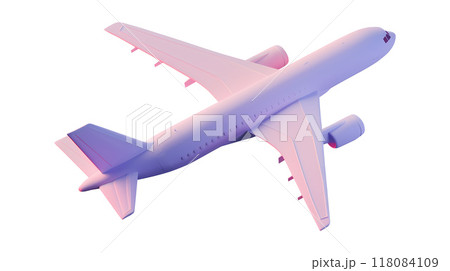 Commercial airplane isolated on white. 3D illustration.. With clipping path. 118084109