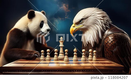 チェスをする白頭鷲とパンダ チェスをする白頭鷲とパンダ 118084207