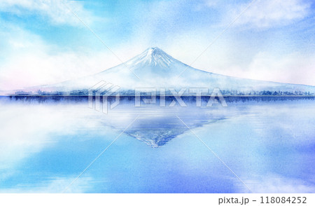 逆さ富士 - 富士山の水彩画