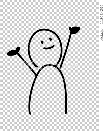 Loose illustration of a person raising both hands 118084296