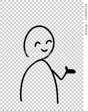 笑顔で促す人のゆるいイラスト 笑顔で促す人のゆるいイラスト 118084314