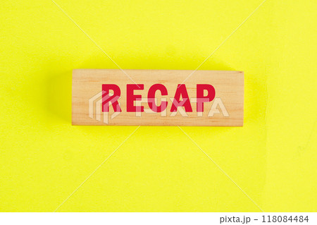 RECAP word on wooden blocks with a yellow-green background RECAP word on wooden blocks with a yellow-green background 118084484