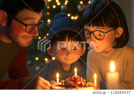 クリスマス・誕生日を祝う家族 クリスマス・誕生日を祝う家族 118084537