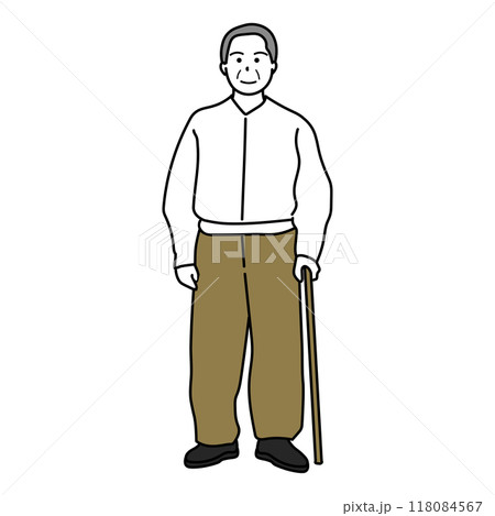 笑顔の高齢な男性が立っているイラスト 118084567