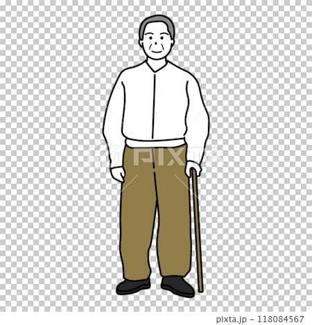 笑顔の高齢な男性が立っているイラスト 118084567