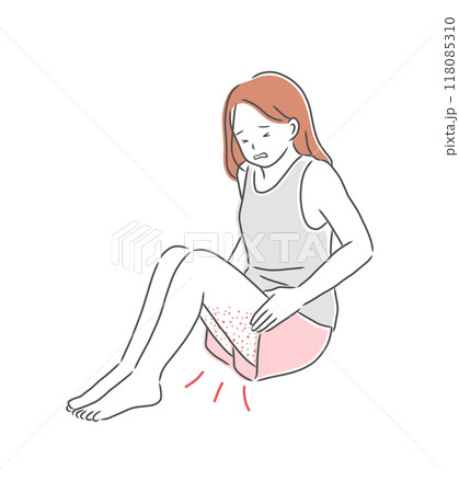 足の肌荒れに悩み女性のイラスト素材 118085310