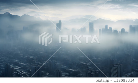 Air Polluted Smoggy Dystopia City AI Artwork 118085314
