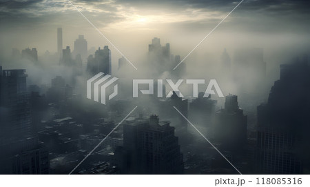 Air Polluted Smoggy Dystopia City AI Artwork 118085316