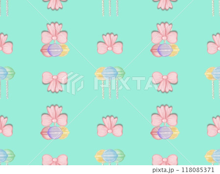 Seamless patterns lollipops hand drawn on pastel background. 118085371
