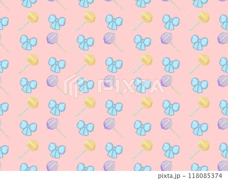 Seamless patterns lollipops hand drawn on pastel background. Seamless patterns lollipops hand drawn on pastel background. 118085374