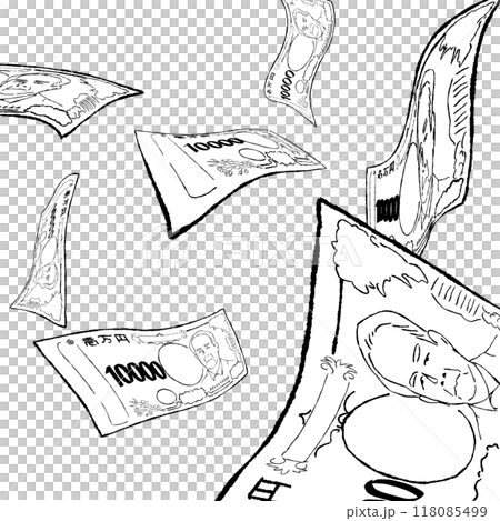 飄揚的鈔票插畫 118085499