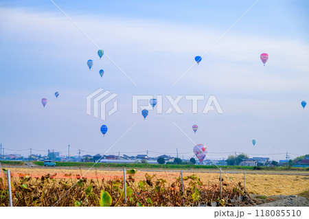 バルーン風景「佐賀インターナショナルバルーンフェスタ」(嘉瀬川河川敷周辺広場)佐賀県佐賀市 バルーン風景「佐賀インターナショナルバルーンフェスタ」(嘉瀬川河川敷周辺広場)佐賀県佐賀市 118085510