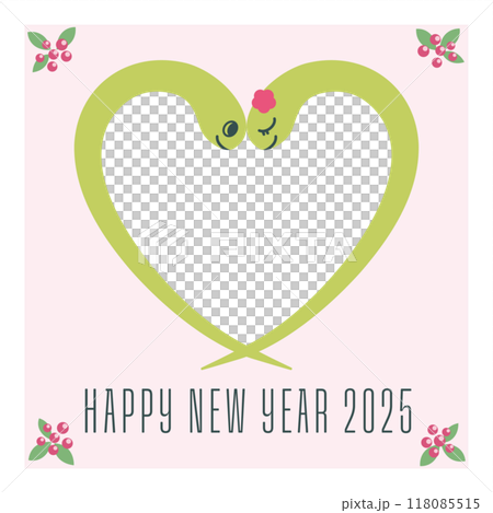 2025蛇年男女蛇心形相框新年賀卡方塊 118085515