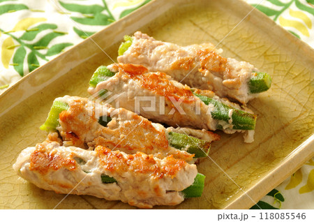 オクラと豚肉の焼物 118085546