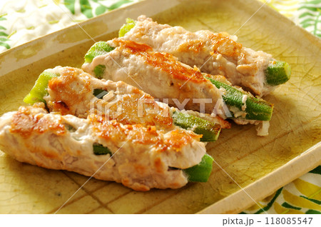 オクラと豚肉の焼物 118085547