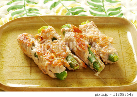 オクラと豚肉の焼物 118085548