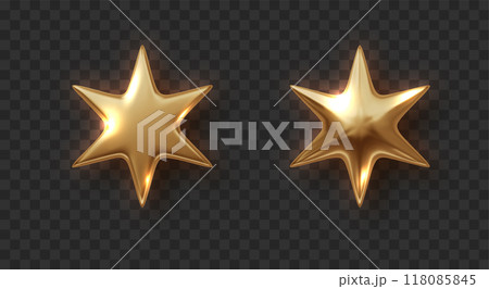 Golden six-pointed star isolated. Christmas and new year realistic design element. Golden 3d luxury design. Golden six-pointed star isolated. Christmas and new year realistic design element. Golden 3d luxury design. 118085845