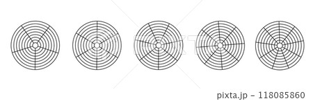 Circle diagram of life style balance. Device gauge or radar coordinate screen template. Circle diagram of life style balance. Device gauge or radar coordinate screen template. 118085860