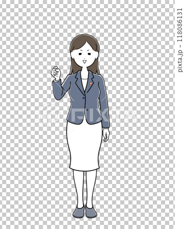 ガッツポーズをする若手の女性議員 118086131