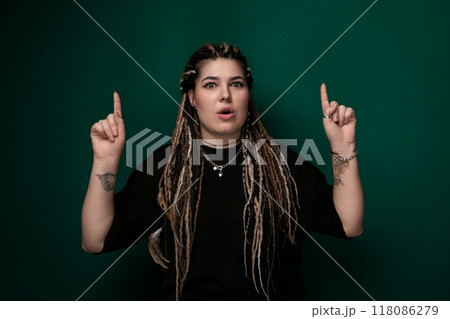 Woman With Dreadlocks Pointing at Camera Woman With Dreadlocks Pointing at Camera 118086279