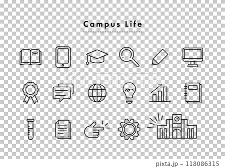 キャンパスライフ アイコンセット 118086315