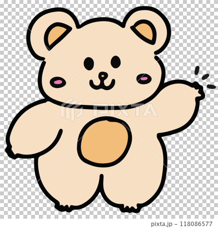 Hand drawn teddy bear for greeting card, animal, zoo, souvenir shop, stickers, cartoon character, comic, mascot, plush toy, kid doll, cute patches, shirt print, brooch, bear body shape, decoration 118086577