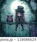 ゴシックファンタジーの少女とフクロウ 118086629