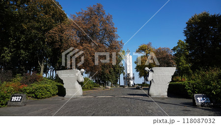 Kiev, Ukraine October 2, 2021: Monument to the Holodomor and Genocide of 1932-1933 in Ukraine in Kiev 118087032